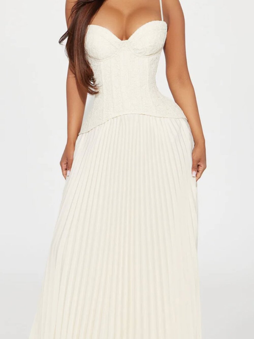 Daniella Lace Corset Pleated Maxi Dress